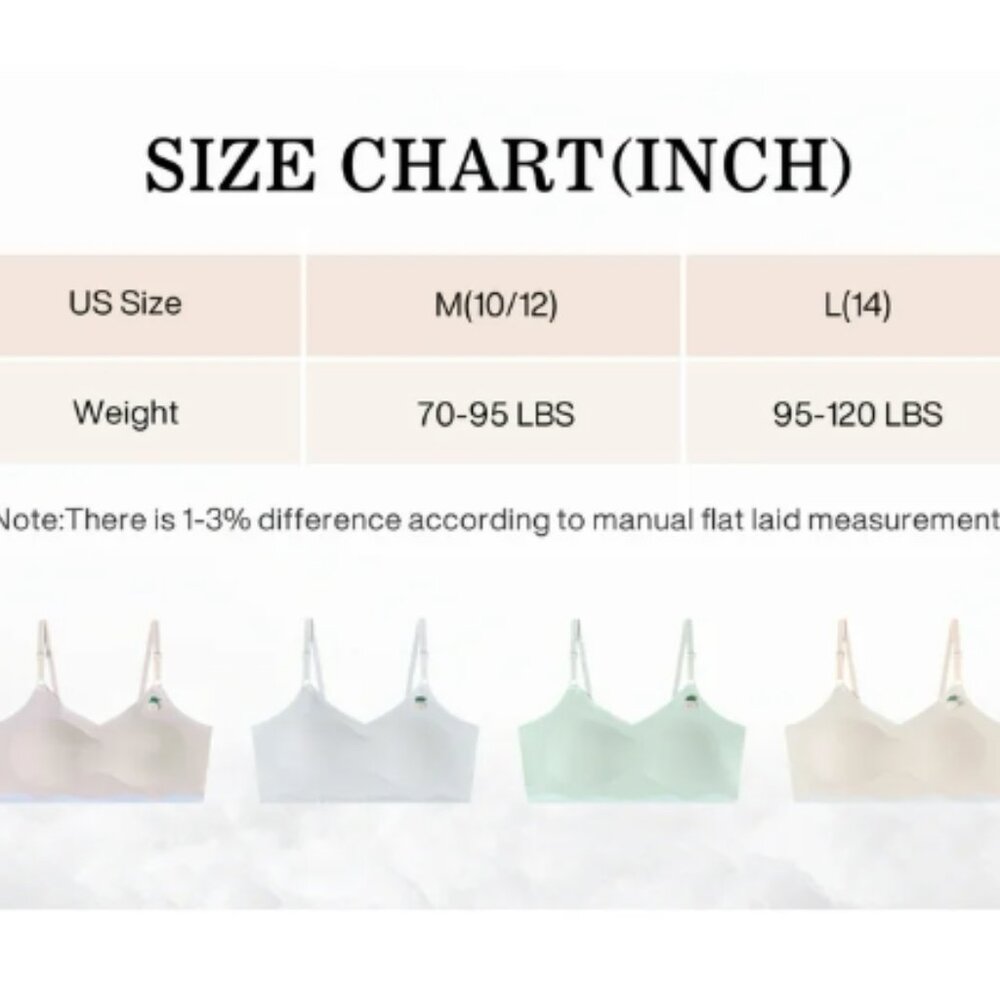 Girls Training Bra 3 Pack Cotton Sports Seamless Cami for Teens 10-14 - NEW - L - Picture 5 of 8